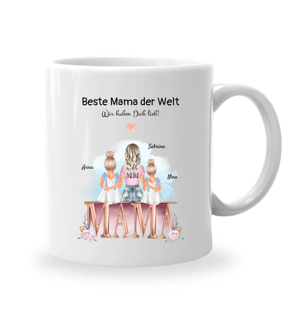 Mama 2 Töchter Tasse Geschenk mit Namen und Spruch - Cantty