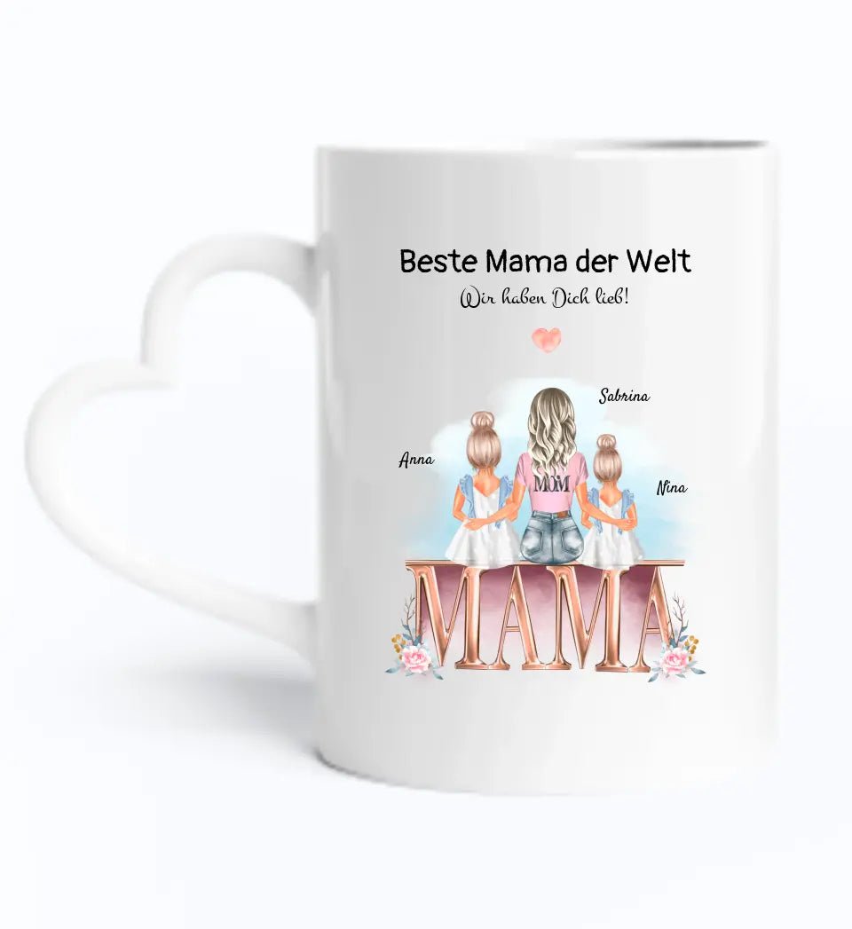 Mama 2 Töchter Tasse Geschenk mit Namen und Spruch - Cantty