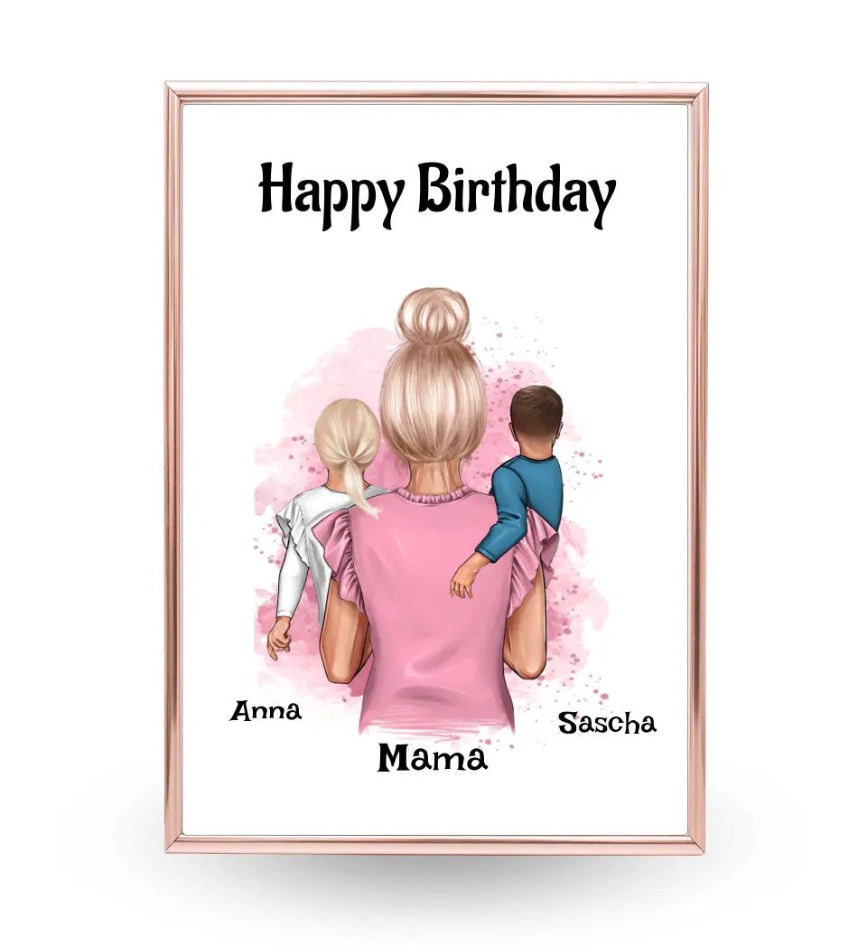 Mama Geburtstagsgeschenk Poster mit Kinder - Cantty