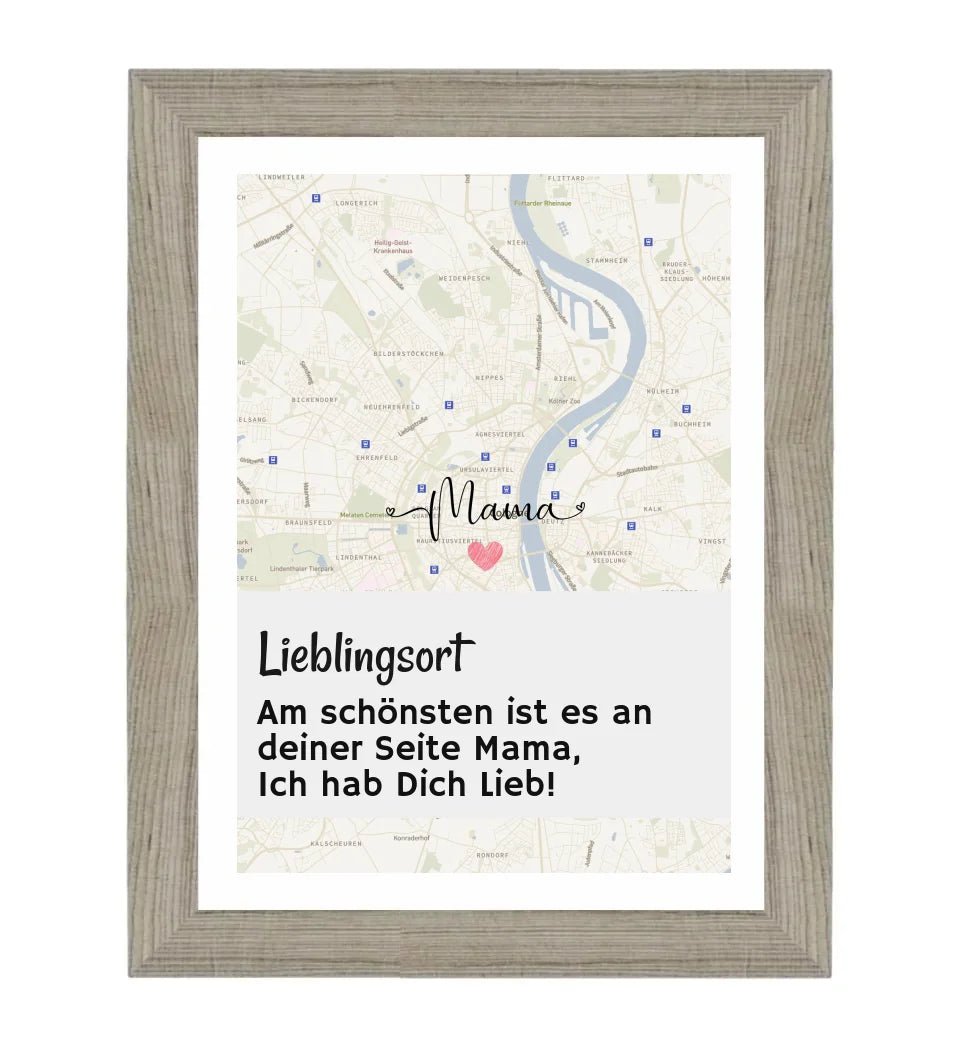 Mama Kartenposter Stadtkarte mit Spruch personalisiert Geschenk für Mutter - Cantty