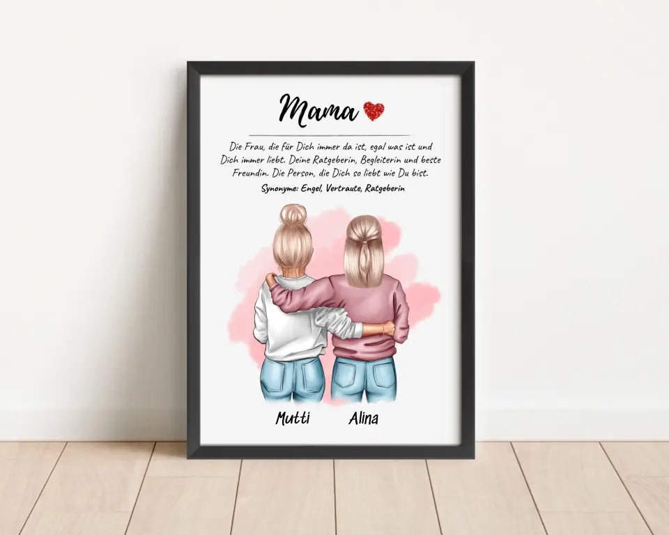 Mama Tochter Bild Geschenk personalisiert mit Definition & Spruch - Cantty