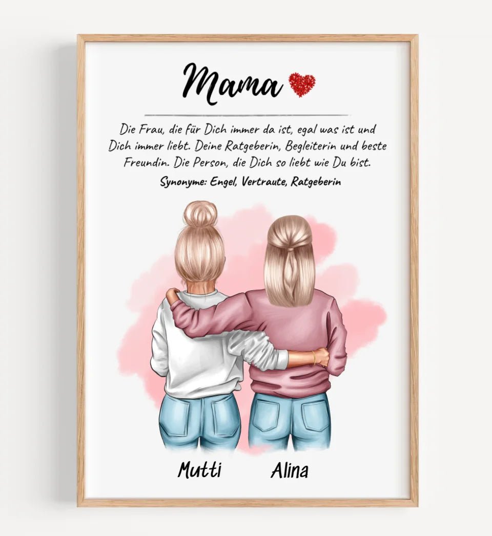 Mama Tochter Bild Geschenk personalisiert mit Definition & Spruch - Cantty