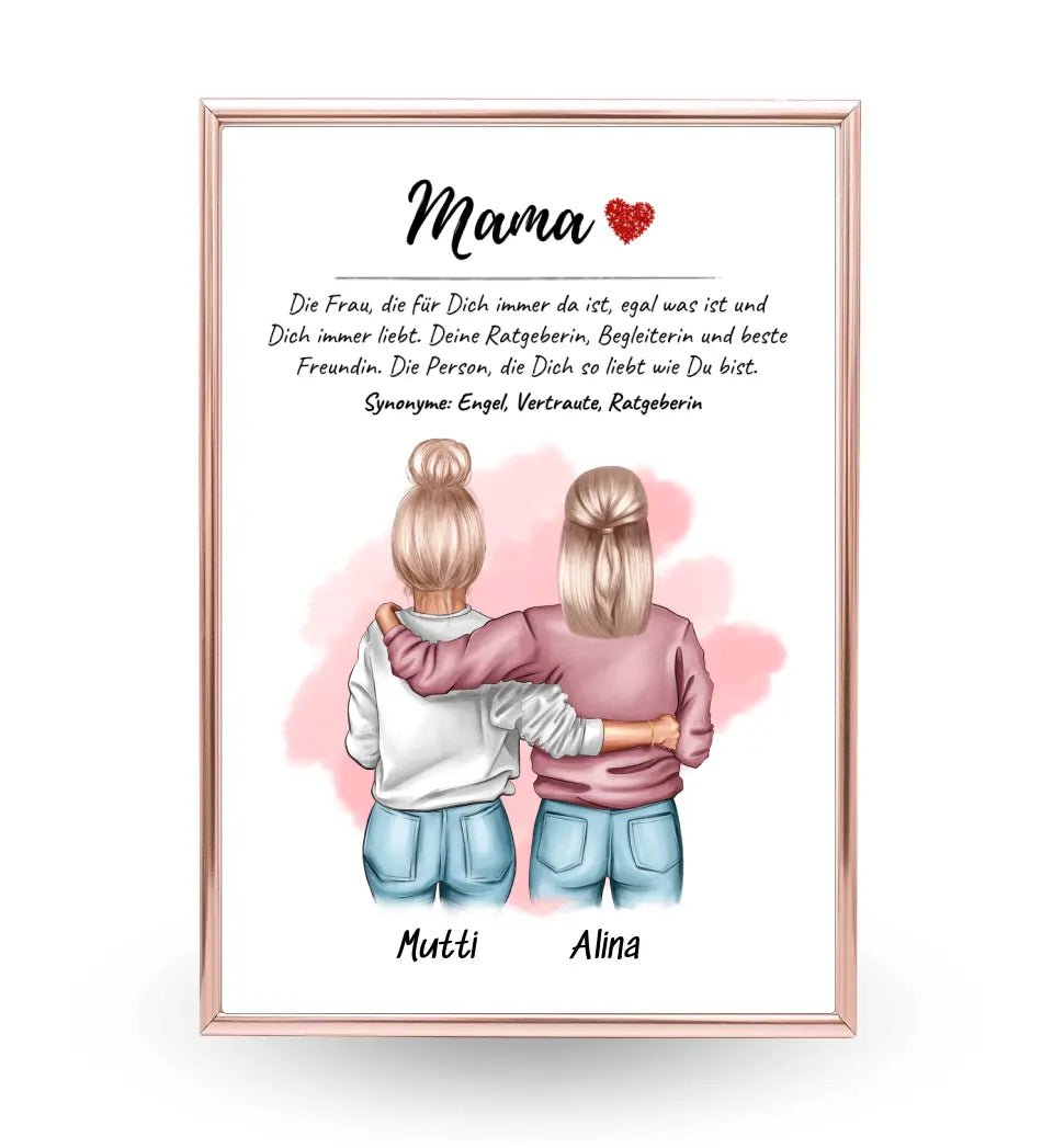 Mama Tochter Bild Geschenk personalisiert mit Definition & Spruch - Cantty