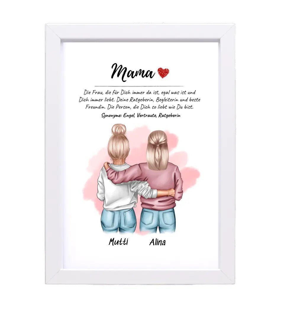 Mama Tochter Bild Geschenk personalisiert mit Definition & Spruch - Cantty