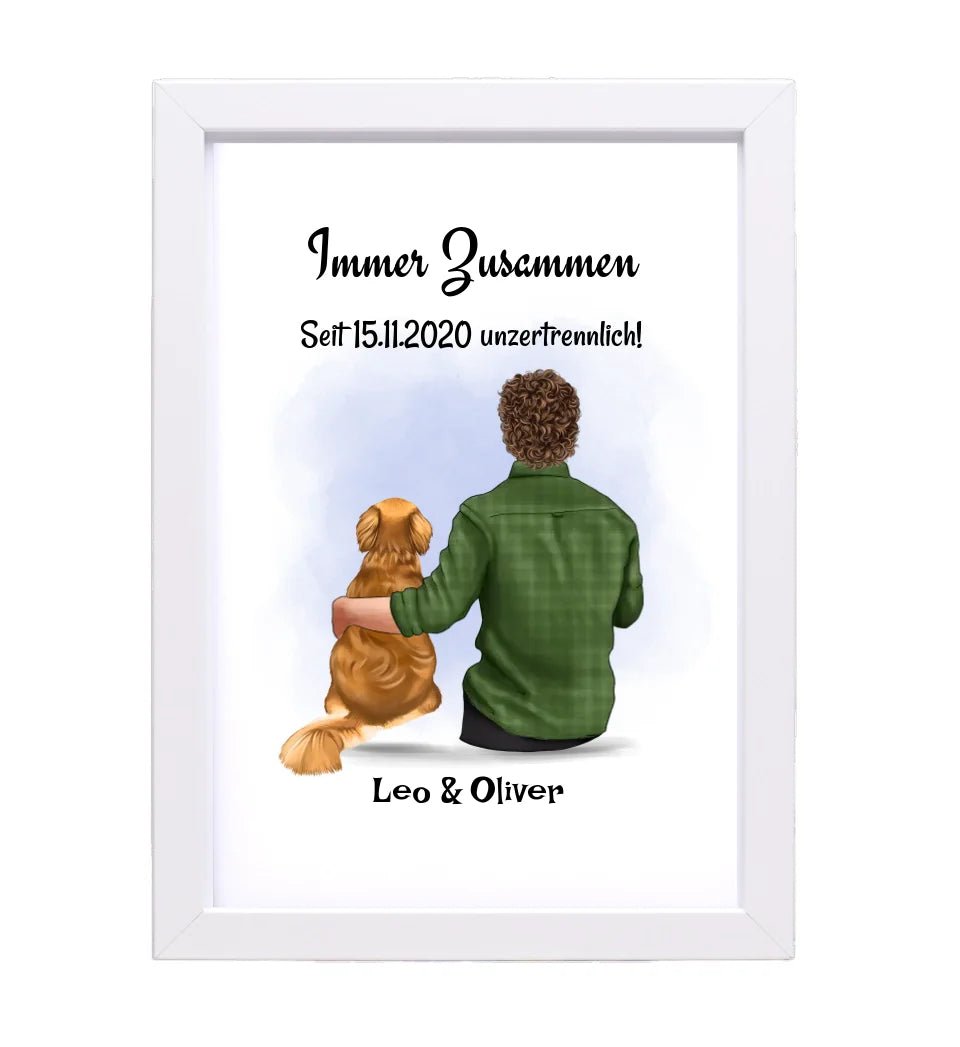 Mann & Junge mit Hund Bild Geschenk personalisiert - Cantty