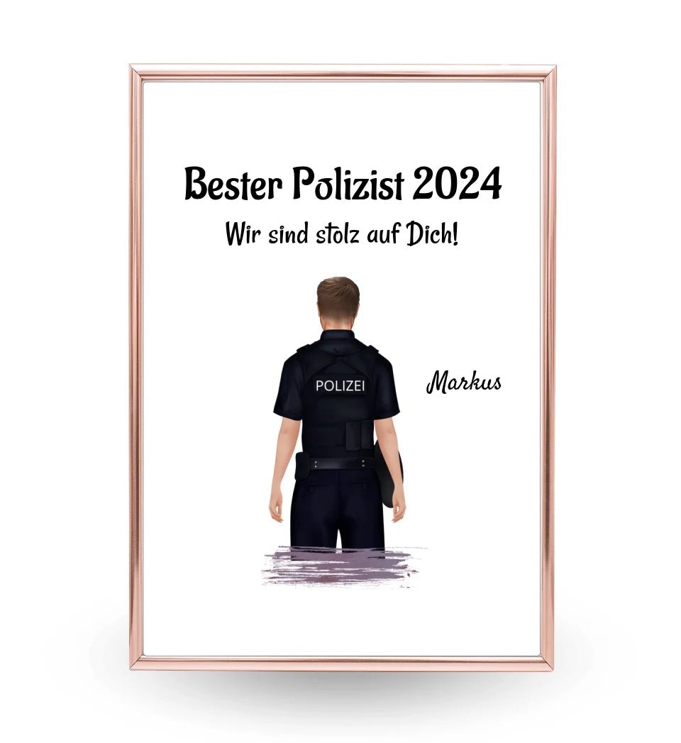 Mann Polizei Ausbildung bestanden & Beförderung Bild Geschenk personalisiert - Cantty