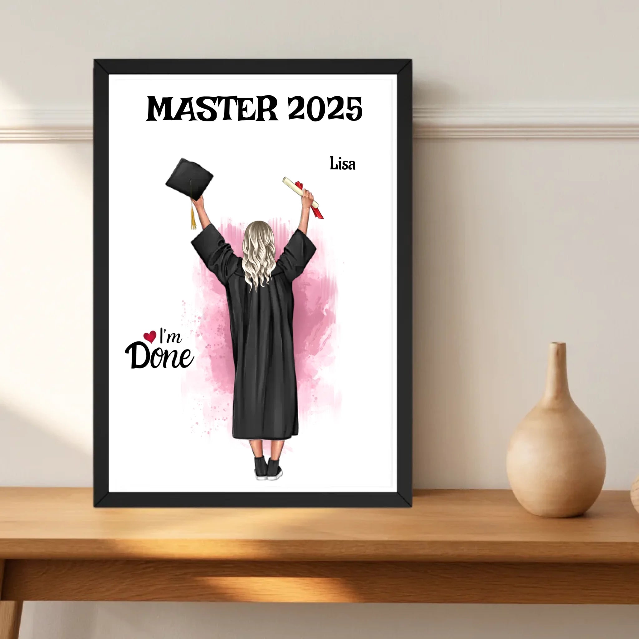 Master Abschluss Mädchen Poster personalisiert - Cantty