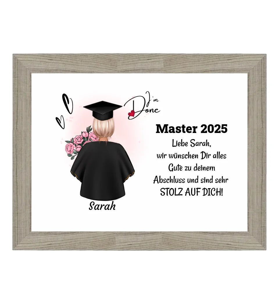 Masterstudium Frau Poster/ Bild / Karte Abschlussgeschenk - Cantty