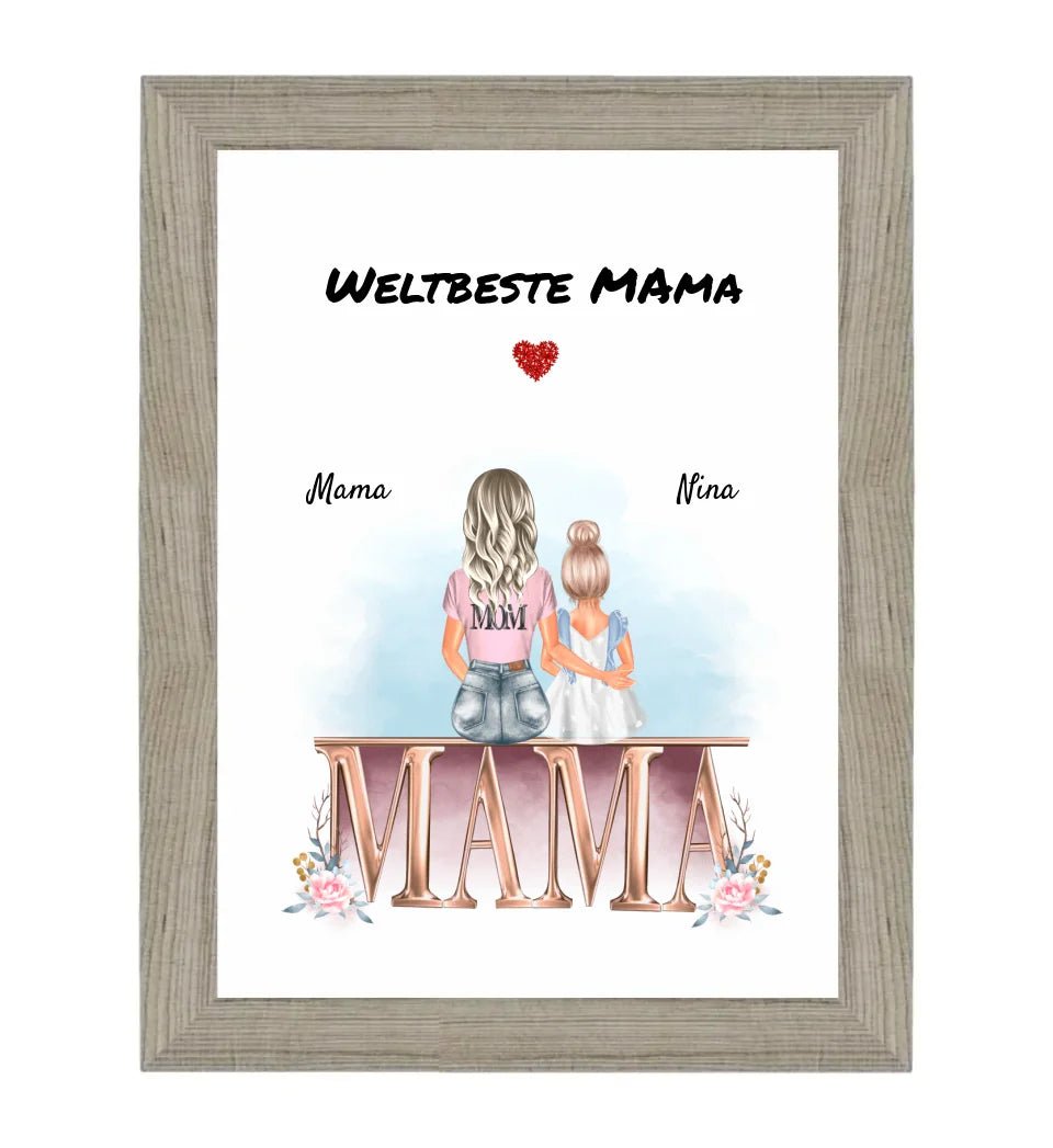 Mutter kleine Tochter Bild Geschenk personalisiert - Cantty