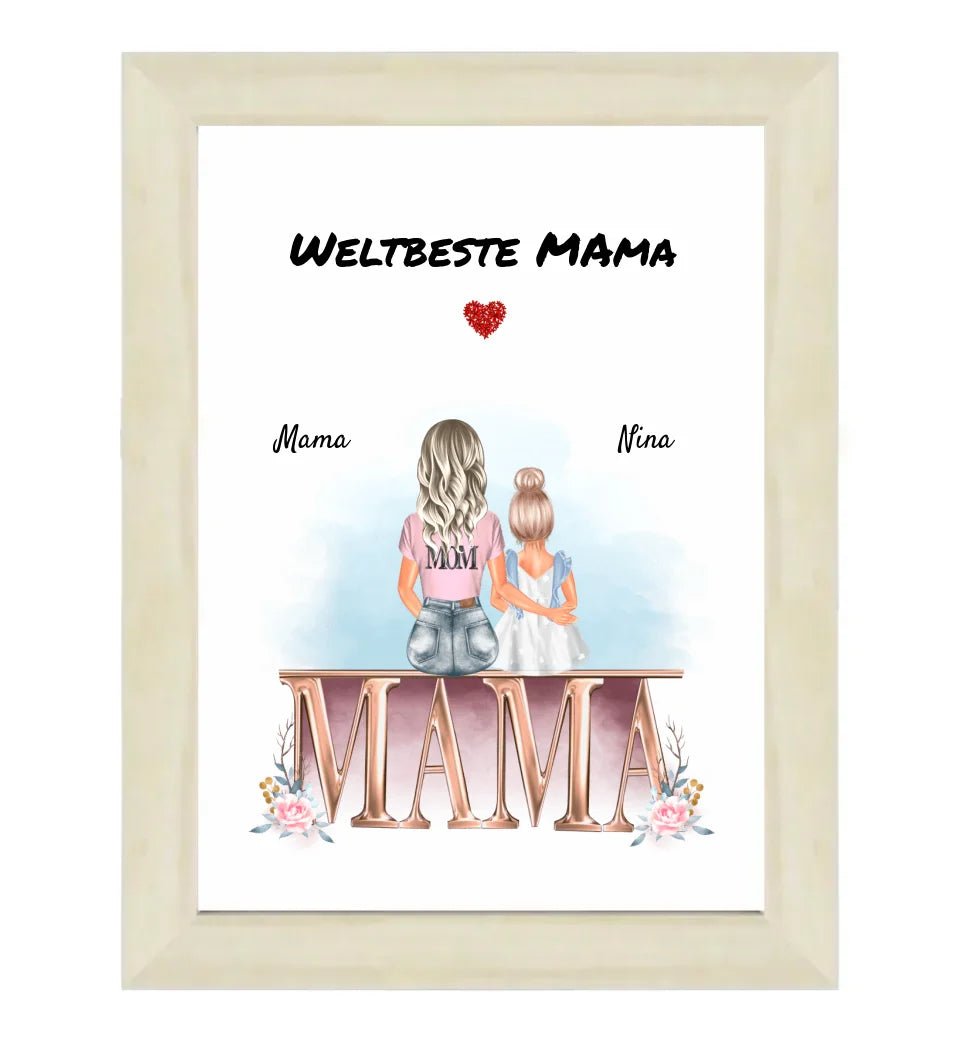 Mutter kleine Tochter Bild Geschenk personalisiert - Cantty