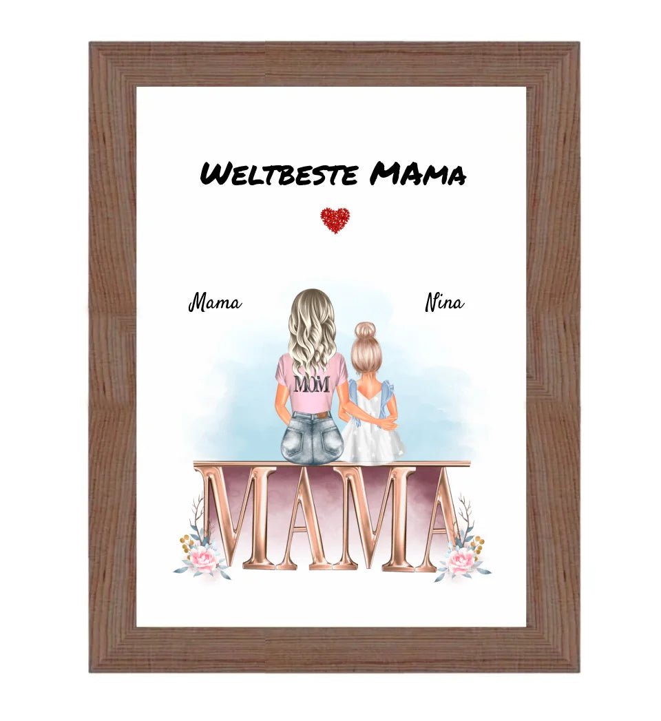 Mutter kleine Tochter Bild Geschenk personalisiert - Cantty