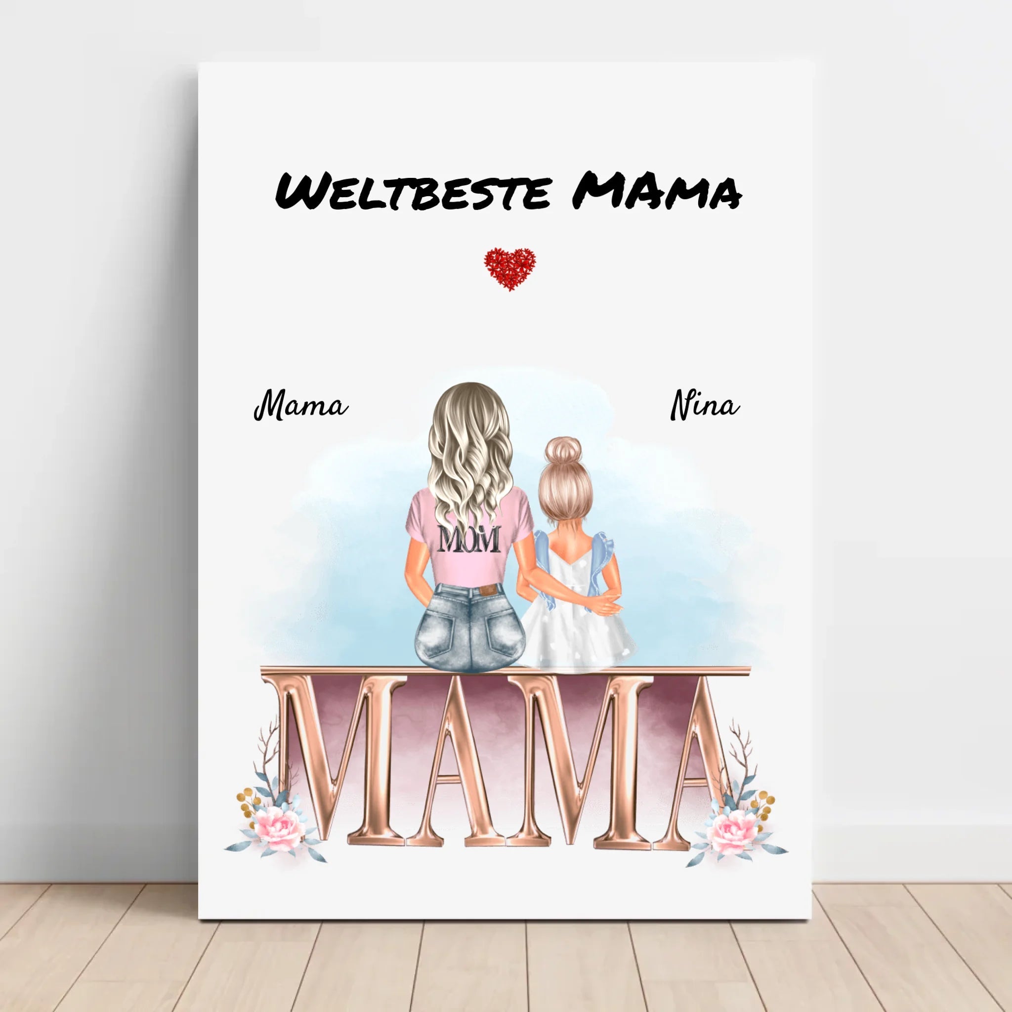 Mutter kleine Tochter Leinwandbild personalisiert - Cantty