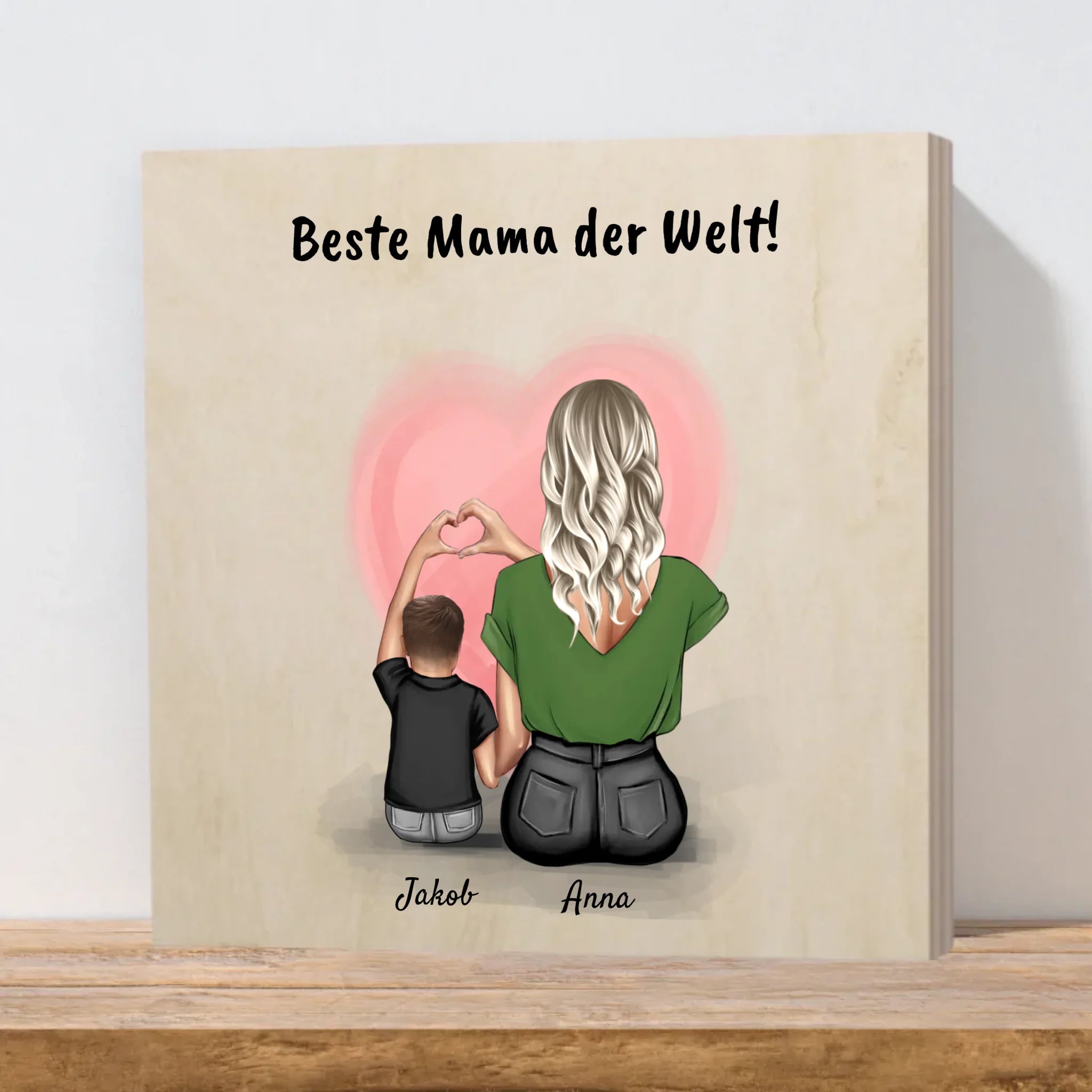 Mutter Sohn Holzbild Geschenk individualisiert - Cantty