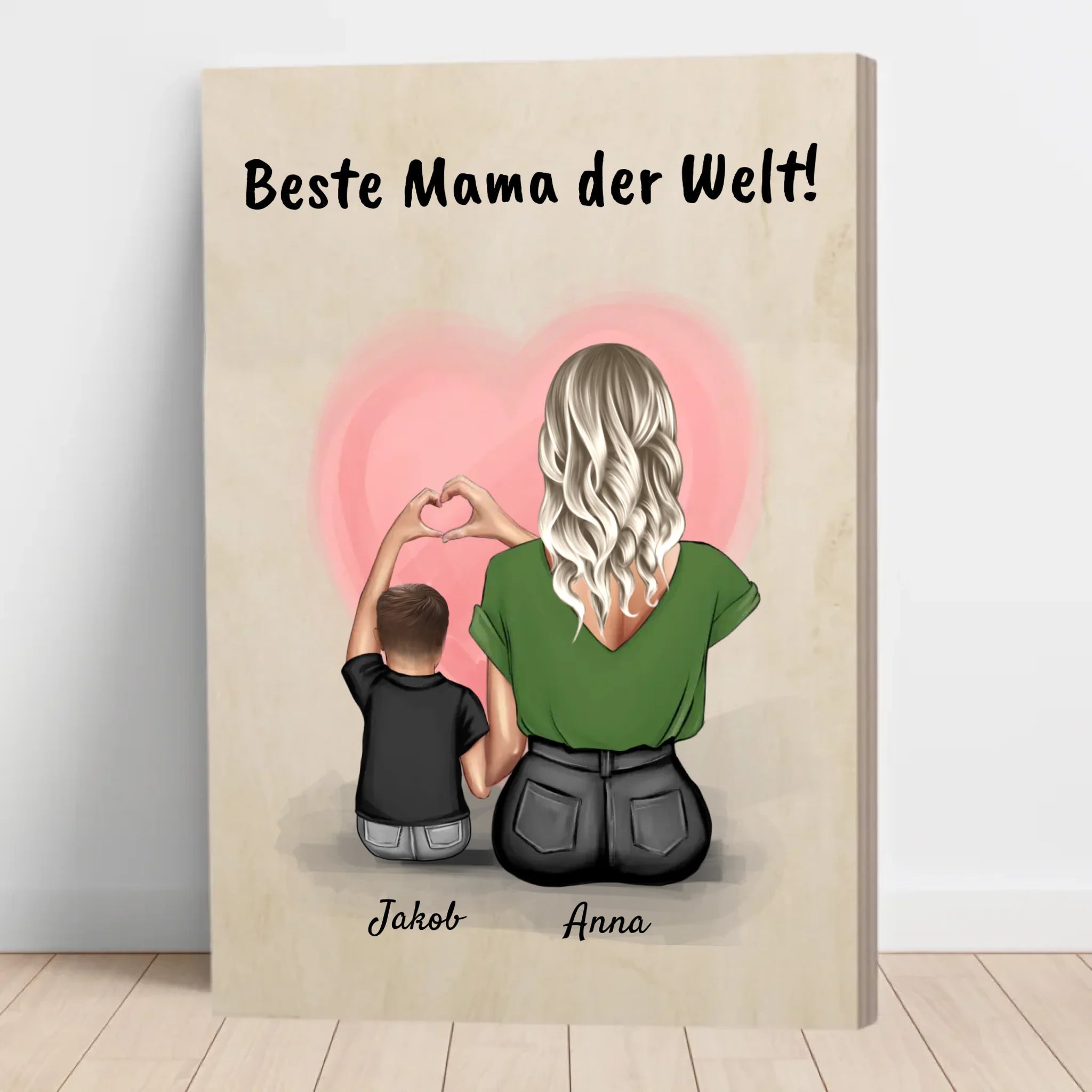 Mutter Sohn Holzbild Geschenk individualisiert - Cantty