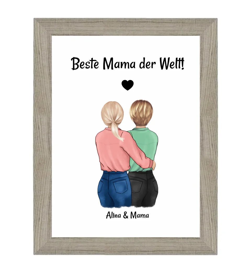 Mutter Tochter Bild personalisiert, Geschenk Muttertag und Geburtstag - Cantty