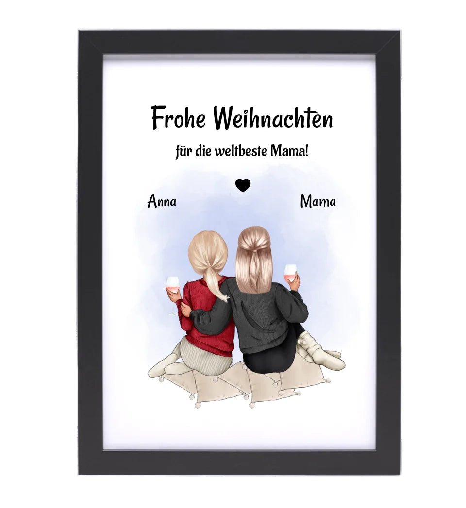 Mutter Tochter Bild Weihnachtsgeschnek Poster personalisiert - Cantty