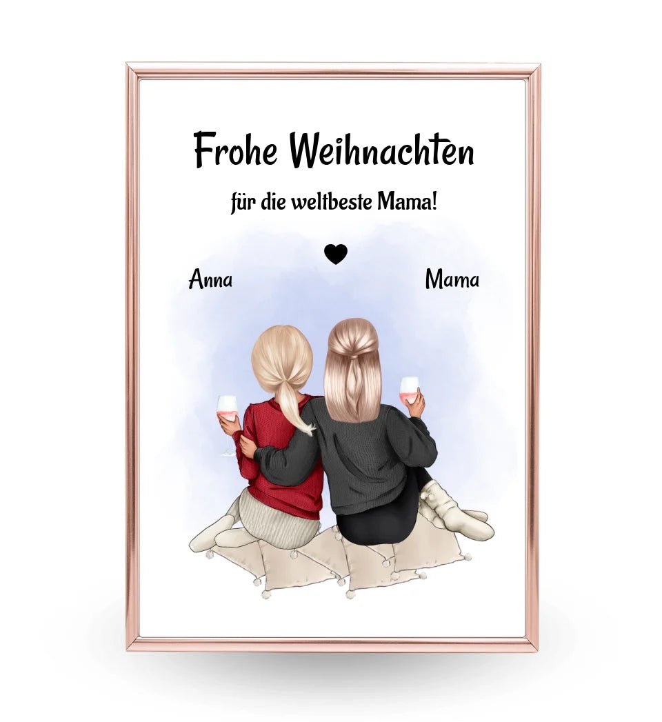 Mutter Tochter Bild Weihnachtsgeschnek Poster personalisiert - Cantty