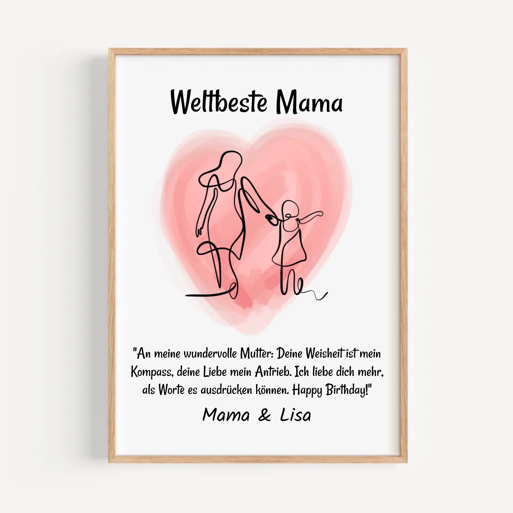 Mutter Tochter Linienkunst Poster Geschenk personalisiert mit Spruch - Cantty