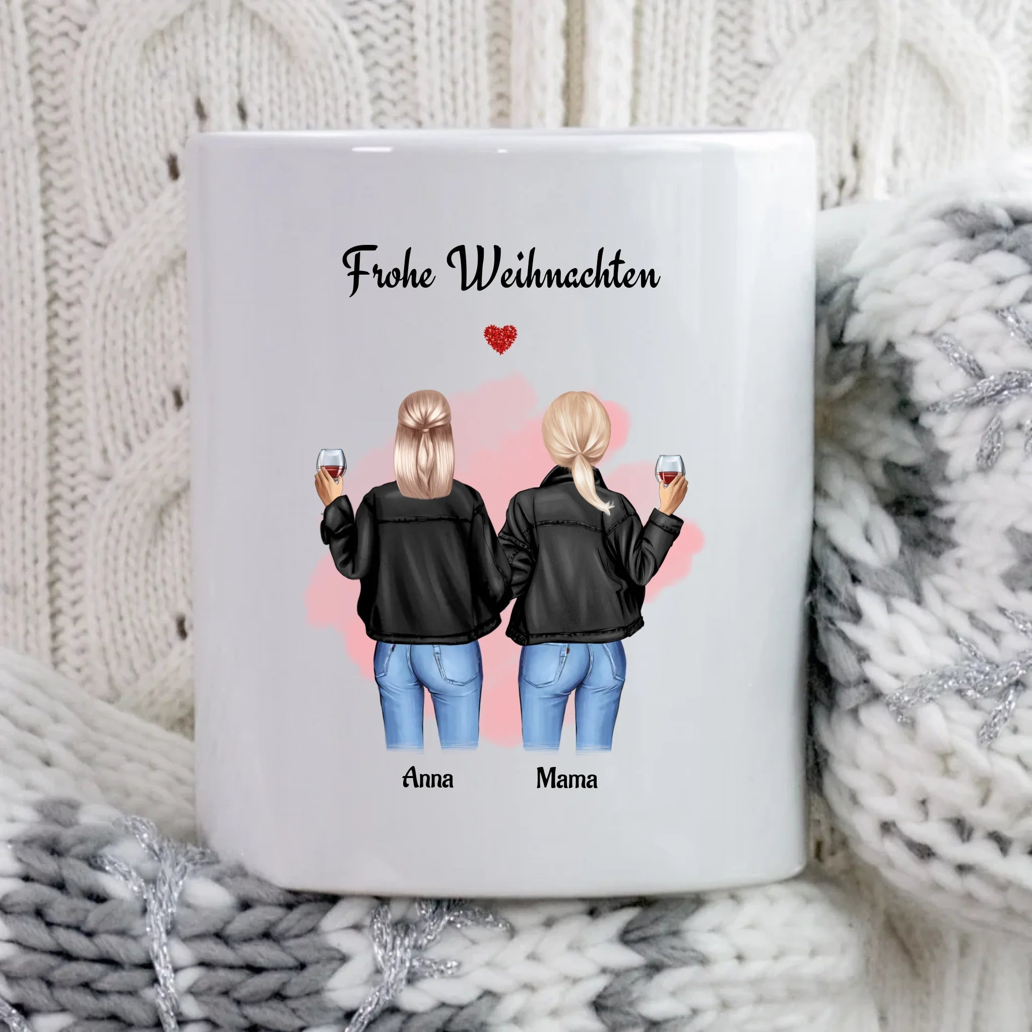 Mutter und erwachsene Tochter Weihnachtsgeschenk Tasse personalisiert - Cantty