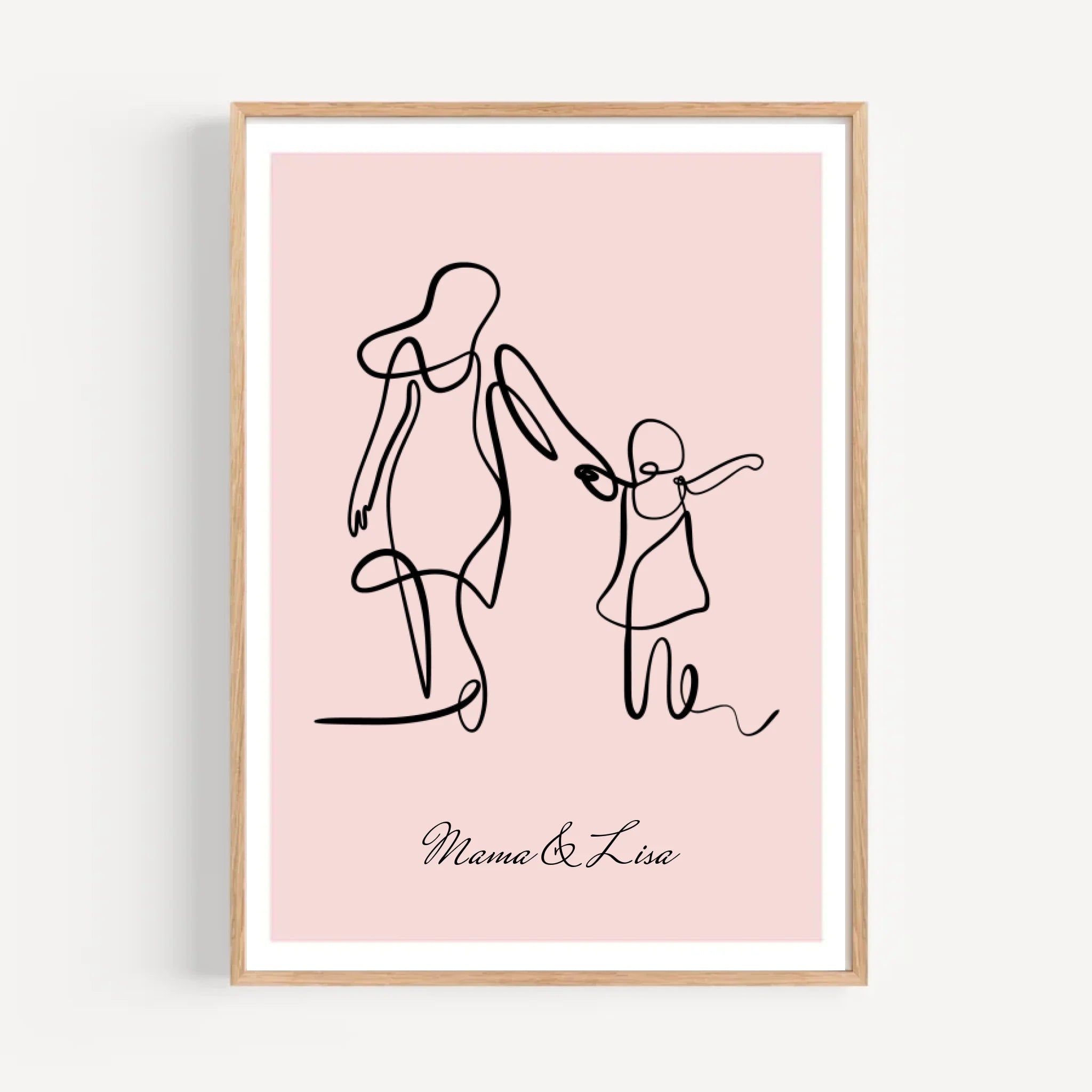 Mutter und kleine Tochter Linienposter personalisiert - Cantty