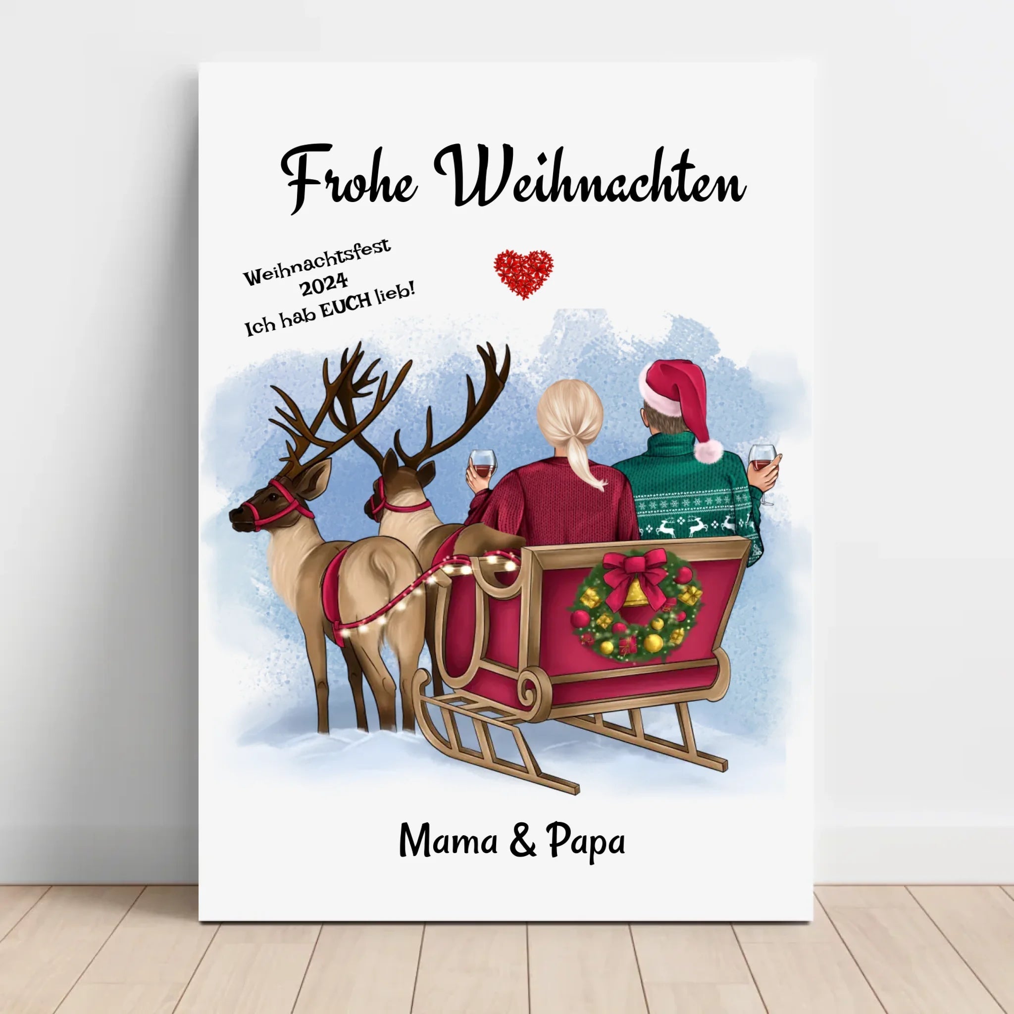 Mutter & Vater Leinwand Bild Weihnachtsgeschenk für Eltern - Cantty