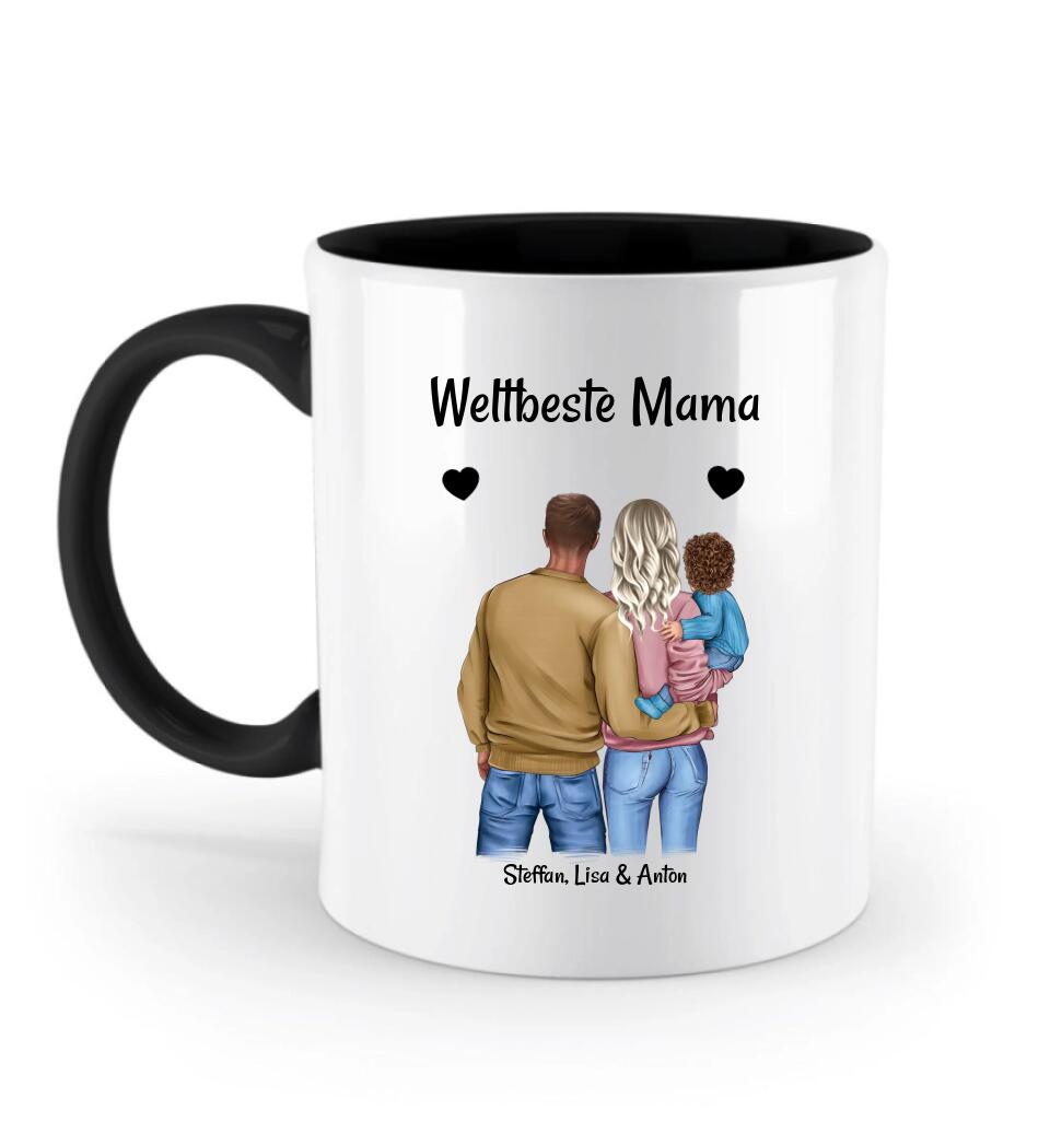 Muttertag Familie mit Kind Tasse personalisiert - Cantty