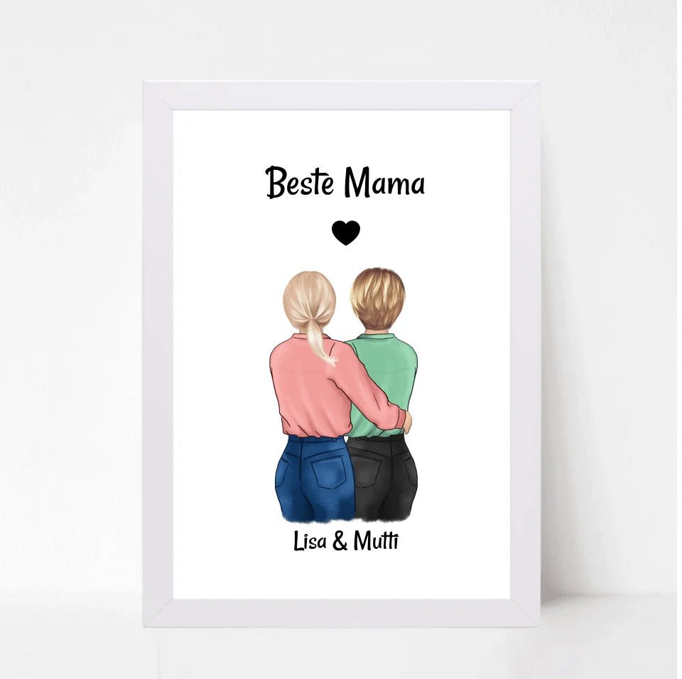 Muttertag Geschenk Poster personalisiert, Mutter und Tochter Bild - Cantty