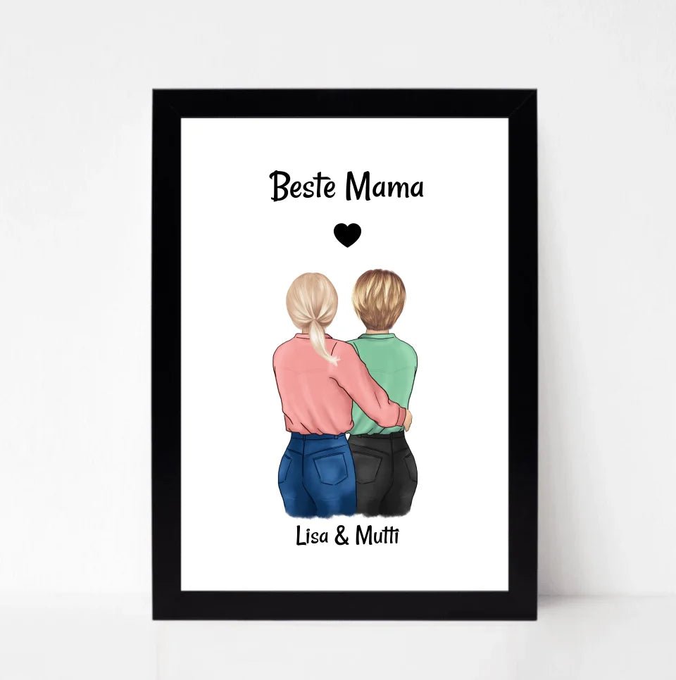 Muttertag Geschenk Poster personalisiert, Mutter und Tochter Bild - Cantty