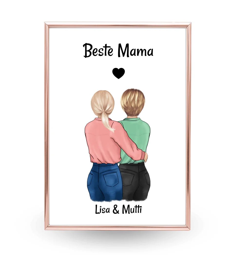 Muttertag Geschenk Poster personalisiert, Mutter und Tochter Bild - Cantty