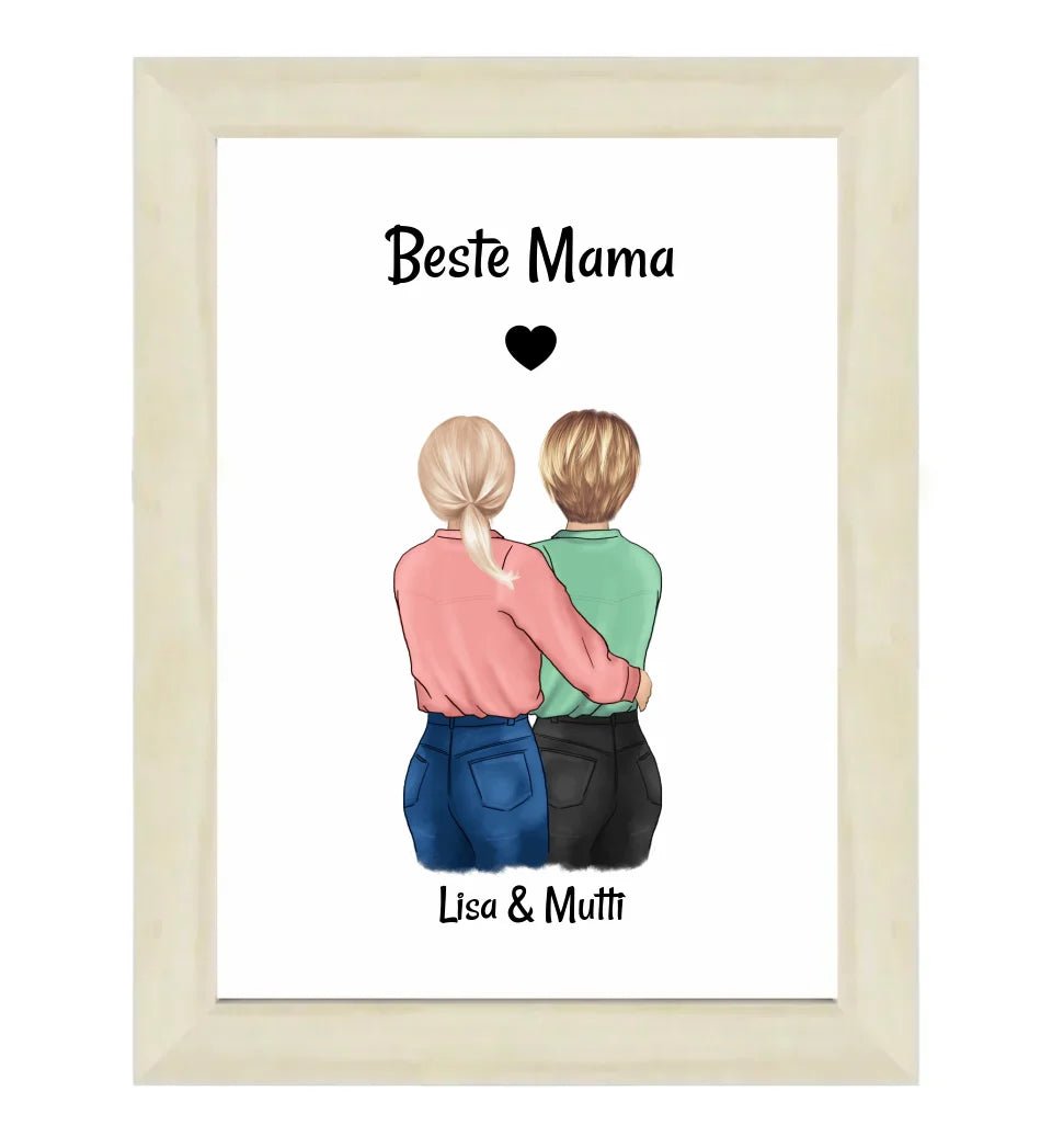 Muttertag Geschenk Poster personalisiert, Mutter und Tochter Bild - Cantty