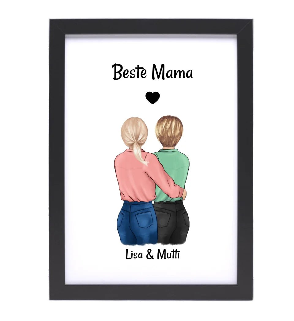 Muttertag Geschenk Poster personalisiert, Mutter und Tochter Bild - Cantty