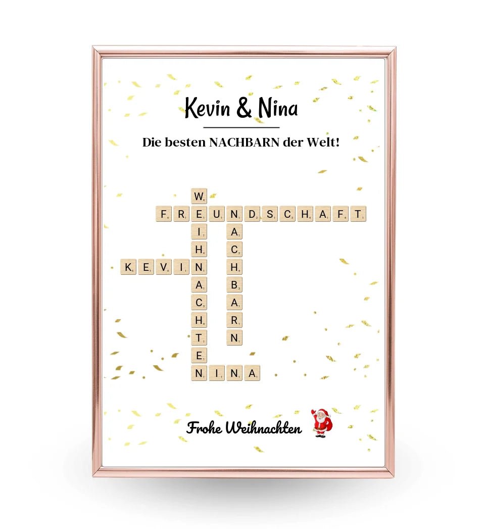 Nachbarn Weihnachtsgeschenk Bild Scrabble Style personalisierbar - Cantty