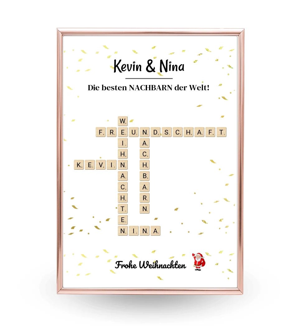 Nachbarn Weihnachtsgeschenk Bild Scrabble Style personalisierbar - Cantty