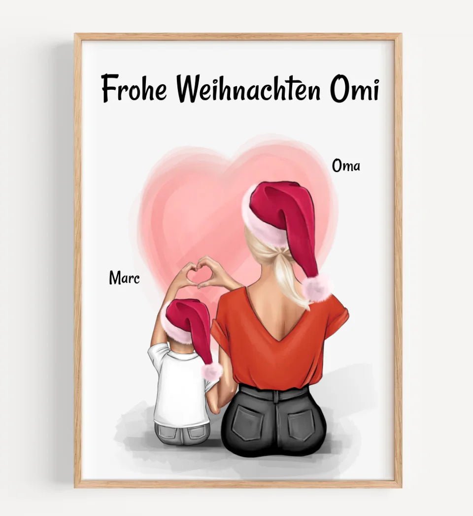 Oma & Enkel Junge Bild Weihnachtsgeschenk Poster personalisiert - Cantty