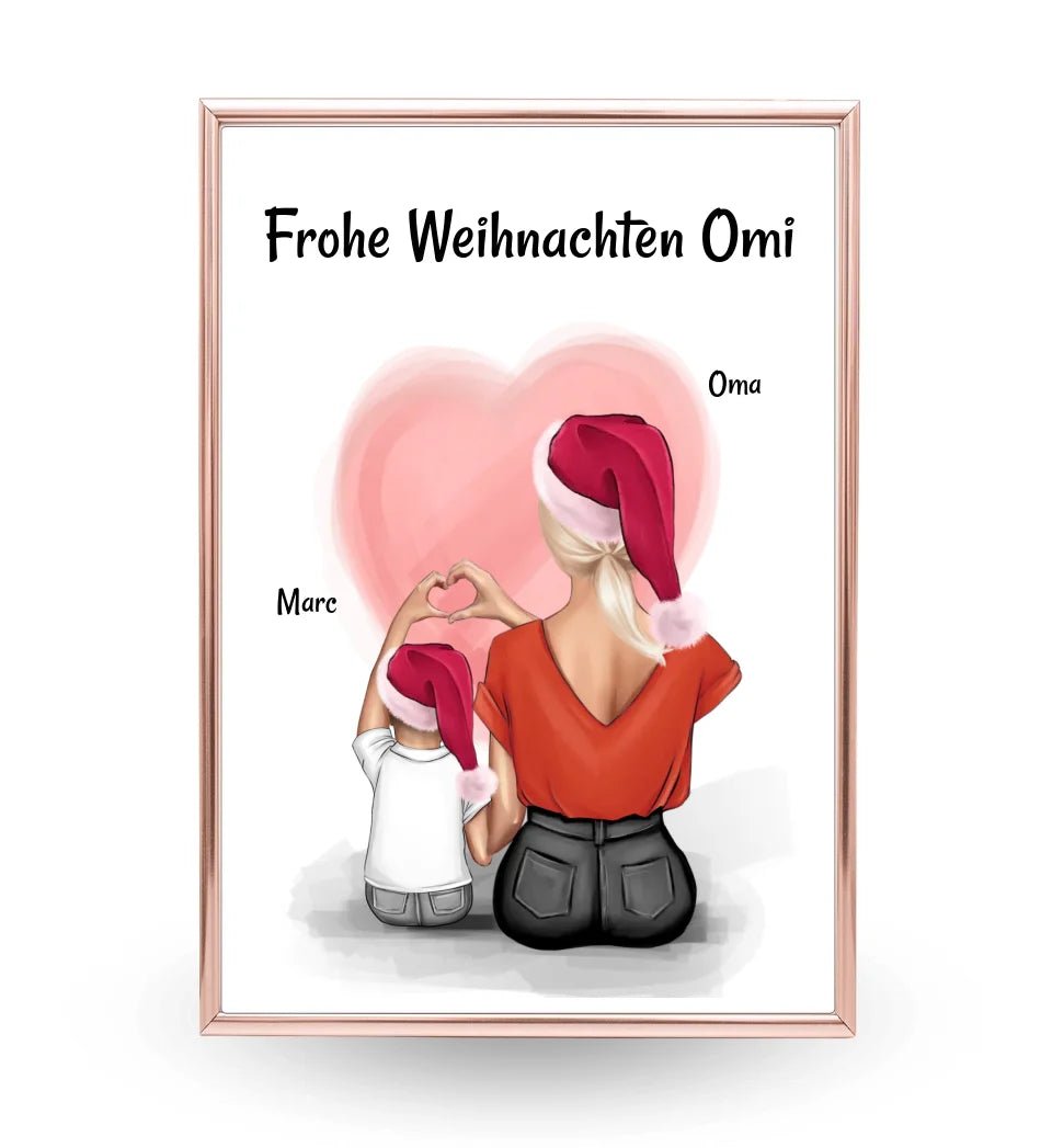 Oma & Enkel Junge Bild Weihnachtsgeschenk Poster personalisiert - Cantty