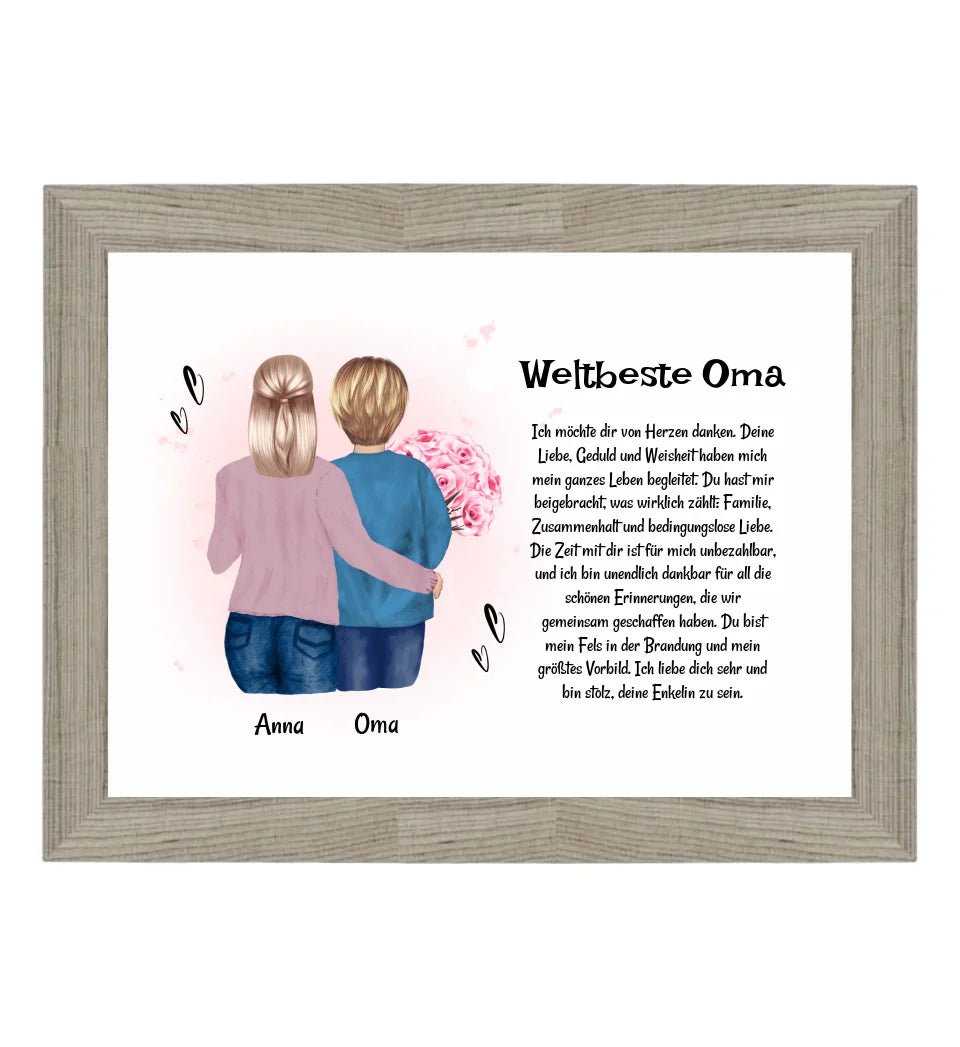 Oma Enkeltochter Poster Bild Karte Geschenk personalisiert - Cantty