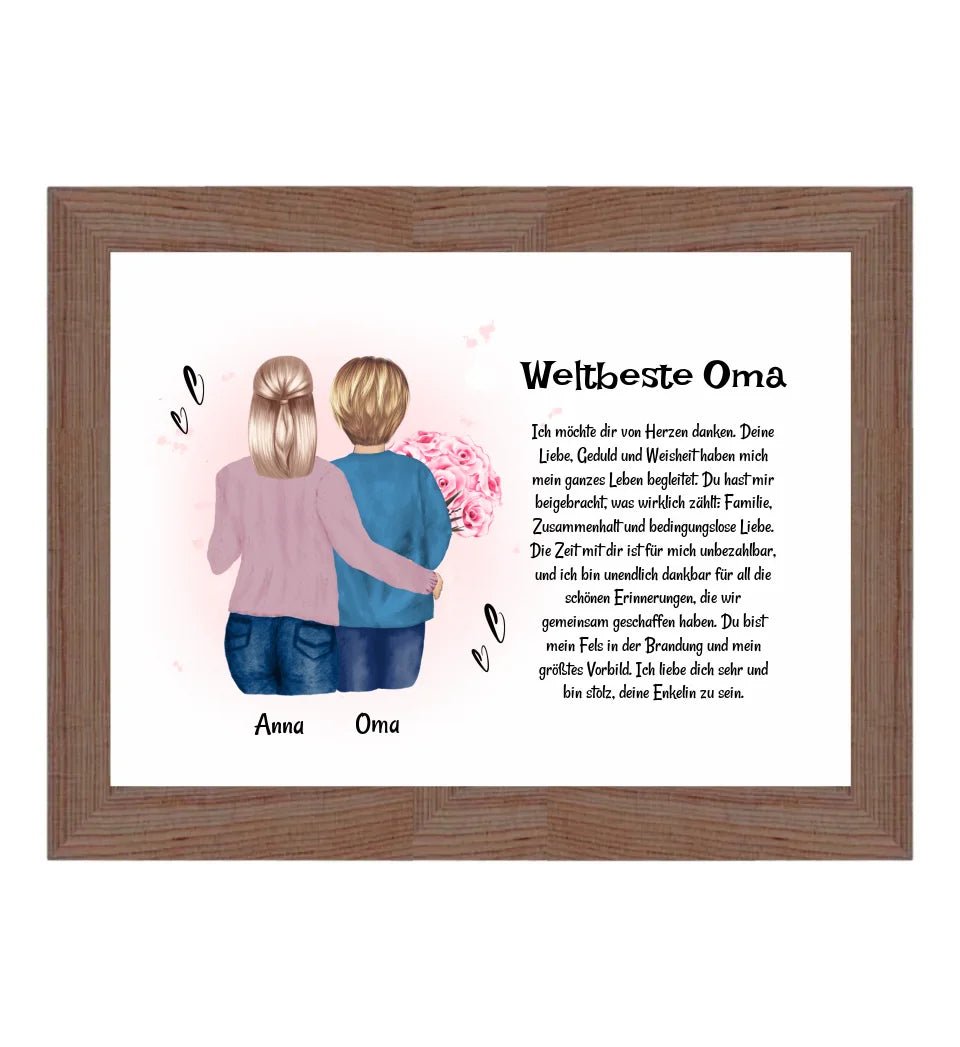 Oma Enkeltochter Poster Bild Karte Geschenk personalisiert - Cantty