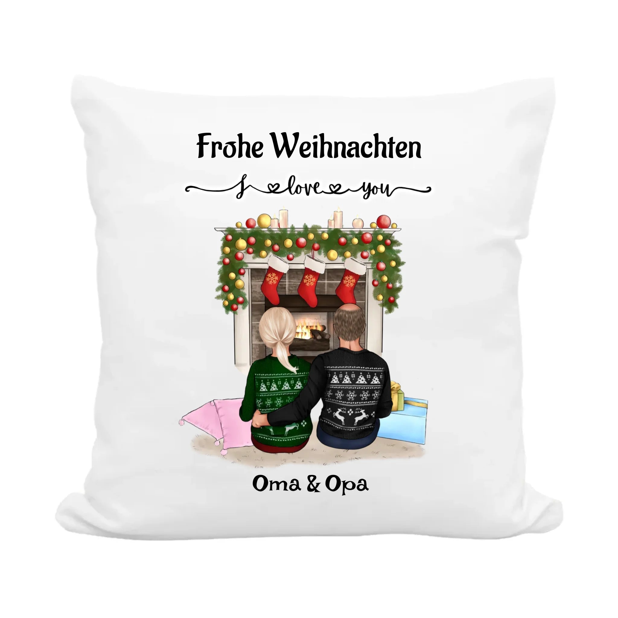 Oma Opa Weihnachtsgeschenk 2024 Kissen personalisiert - Cantty