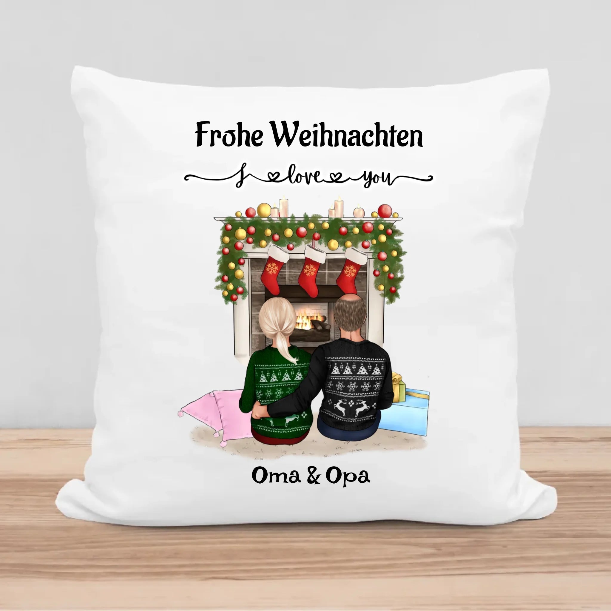 Oma Opa Weihnachtsgeschenk 2024 Kissen personalisiert - Cantty