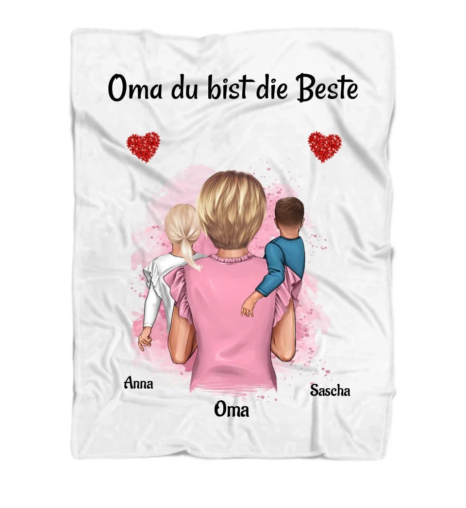 Oma Weihnachten Geschenkidee Decke mit Bild Enkelkinder personalisierbar - Cantty