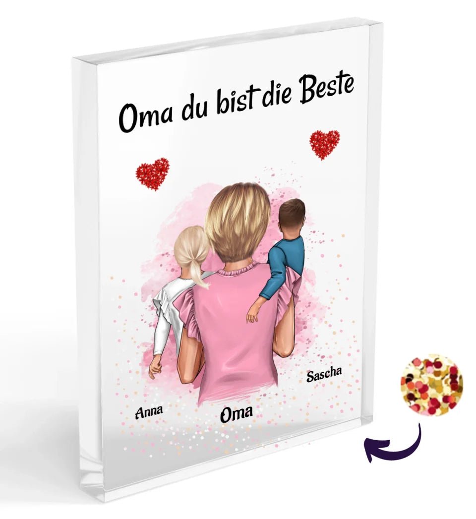 Oma Weihnachtsgeschenk Acrylglas Bild mit Enkelkinder - Cantty