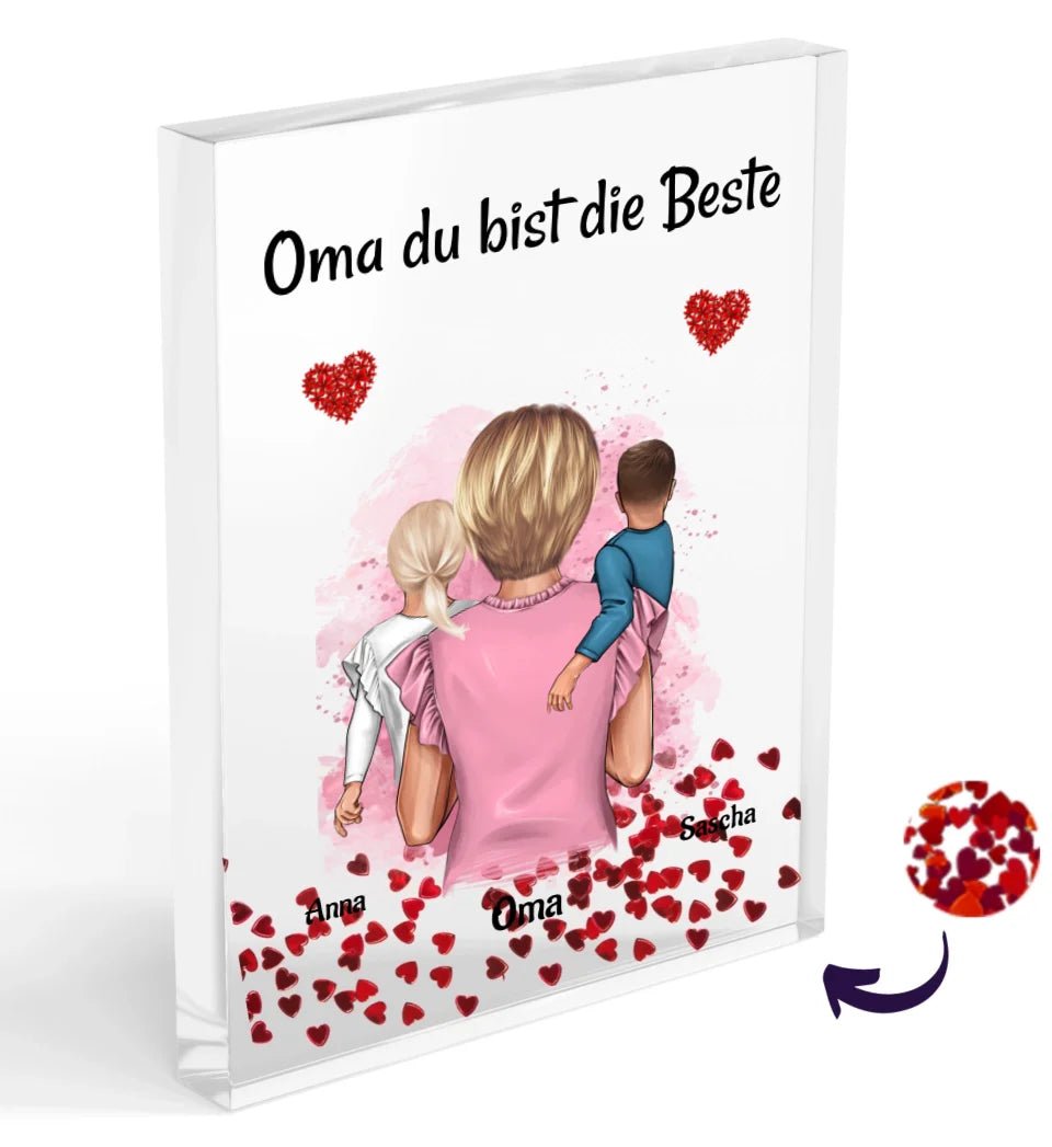 Oma Weihnachtsgeschenk Acrylglas Bild mit Enkelkinder - Cantty