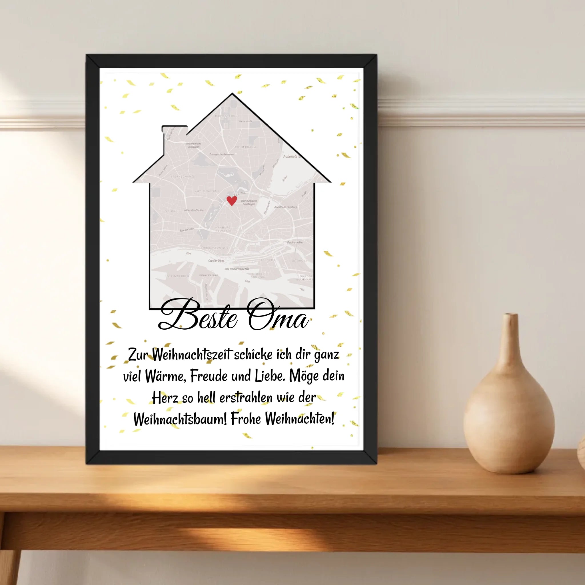 Oma Weihnachtsgeschenk Koordinaten Bild Stadtkarte mit Weihnachtswünsche - Cantty