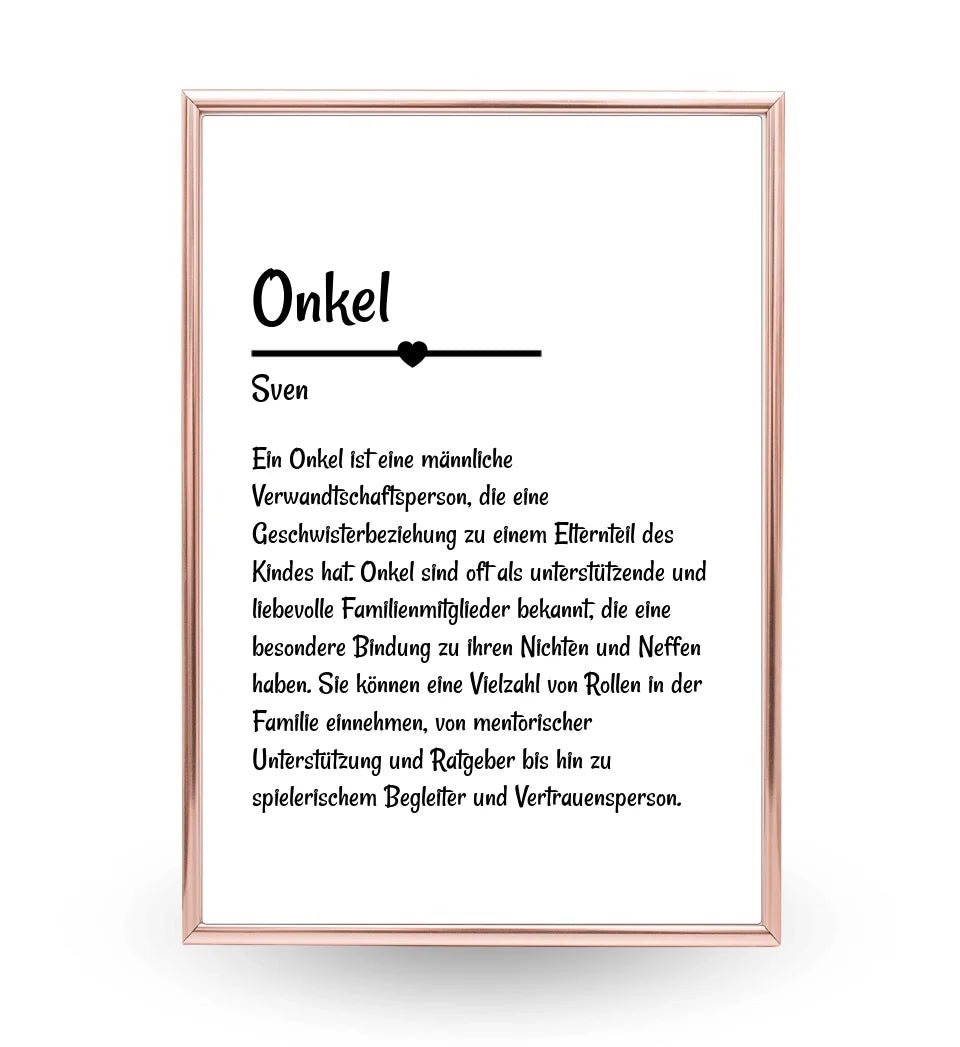 Onkel Definition Poster Geschenk personalisiert - Cantty