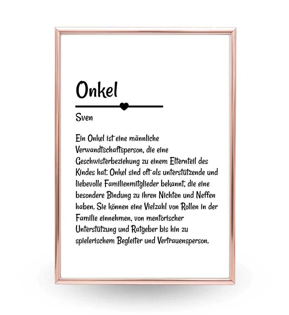 Onkel Definition Poster Geschenk personalisiert - Cantty