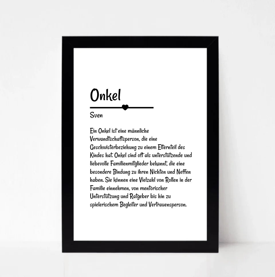 Onkel Definition Poster Geschenk personalisiert - Cantty