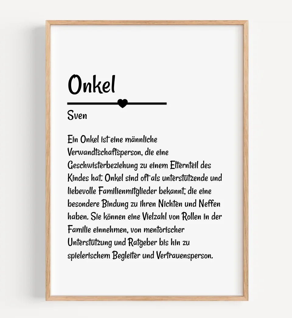 Onkel Definition Poster Geschenk personalisiert - Cantty