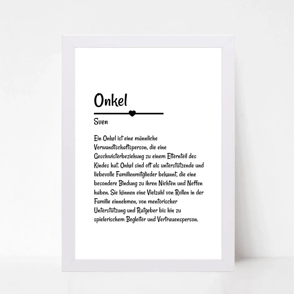 Onkel Definition Poster Geschenk personalisiert - Cantty