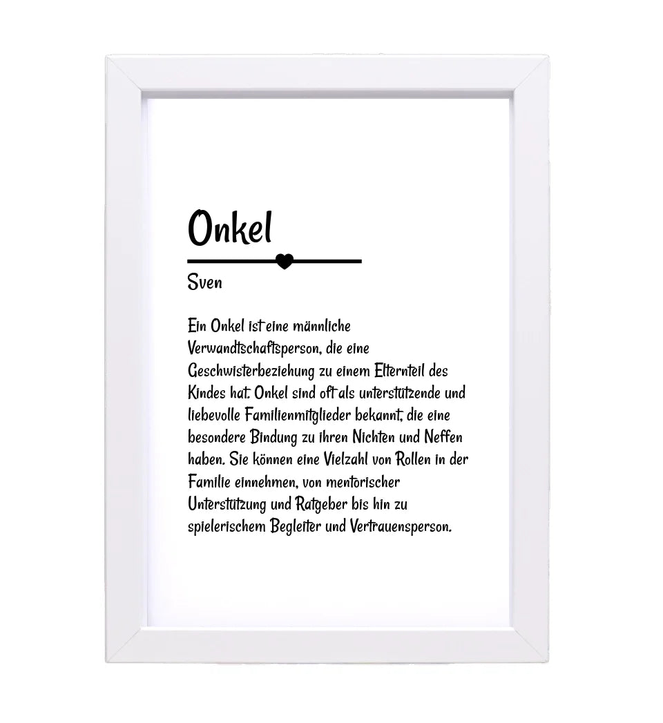 Onkel Definition Poster Geschenk personalisiert - Cantty