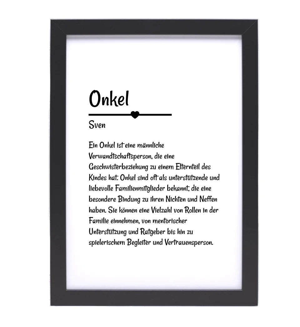 Onkel Definition Poster Geschenk personalisiert - Cantty